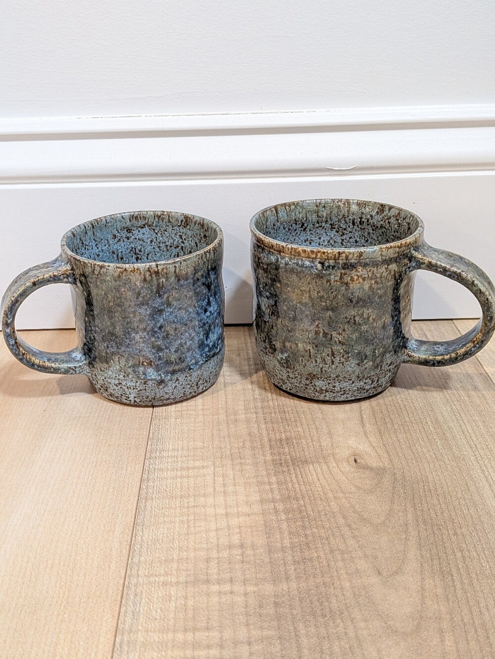Handcrafted Ceramic Stoneware Mugs - Rustic Speckled Blue (Set of 2)